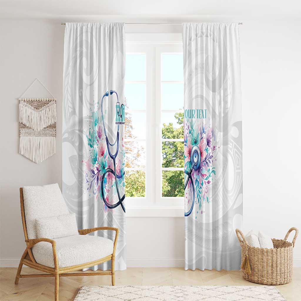 New Zealand Nurses RN Personalised Window Curtain Stethoscope Floral Maori Motif LT9 - Polynesian Pride