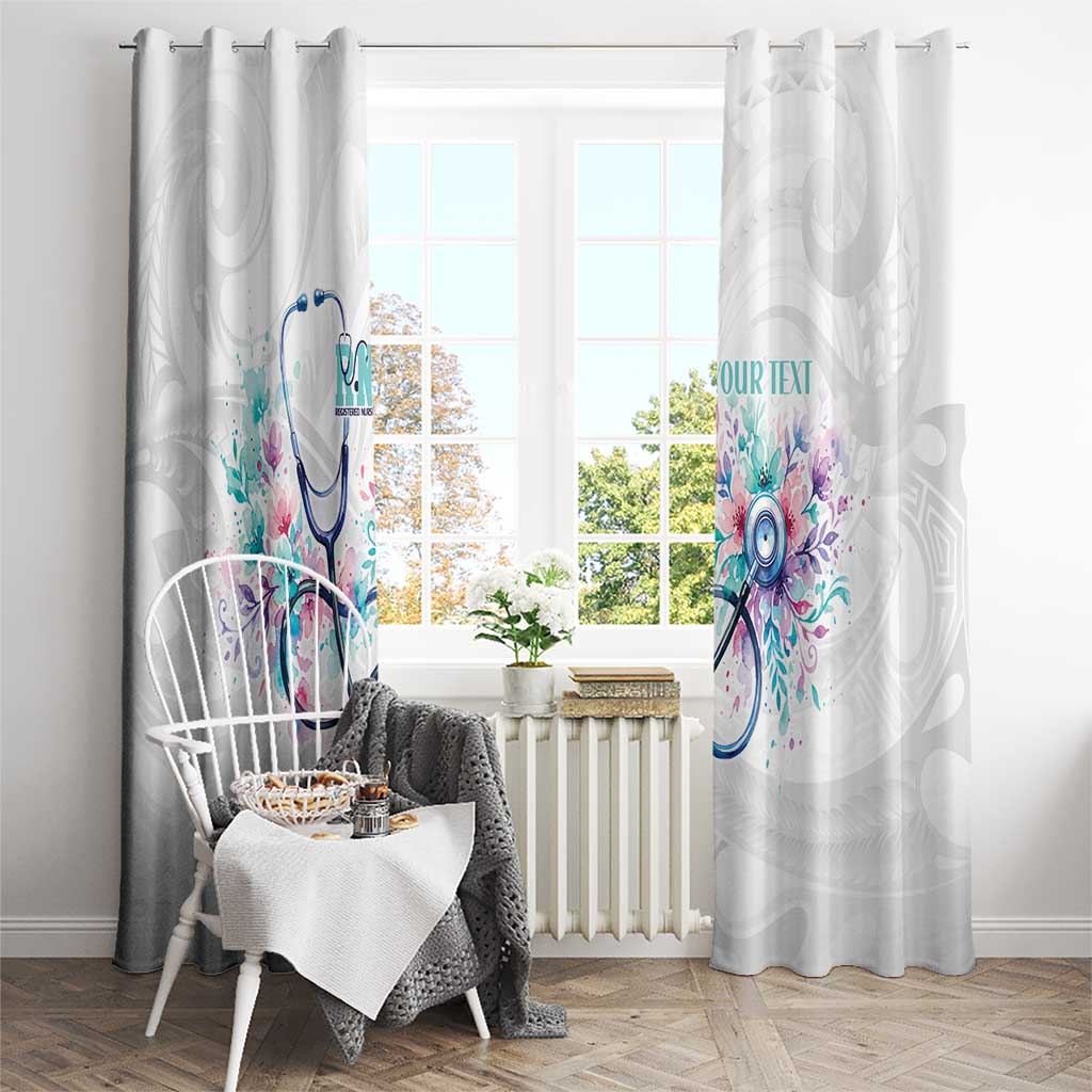 New Zealand Nurses RN Personalised Window Curtain Stethoscope Floral Maori Motif LT9 - Polynesian Pride