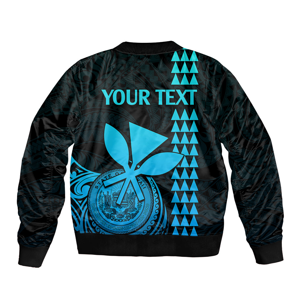 Custom Hawaii Bomber Jacket King Kamehameha - Aqua LT9 - Polynesian Pride