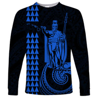 Custom Hawaii Long Sleeve Shirt King Kamehameha - Blue LT9 Unisex Blue - Polynesian Pride