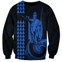 Custom Hawaii Sweatshirt King Kamehameha - Blue LT9 Unisex Blue - Polynesian Pride