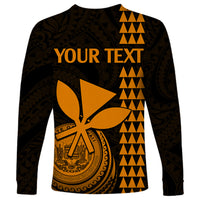Custom Hawaii Long Sleeve Shirt King Kamehameha - Gold LT9 - Polynesian Pride