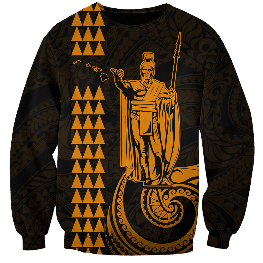 Custom Hawaii Sweatshirt King Kamehameha - Gold LT9 Unisex Gold - Polynesian Pride