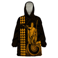 Custom Hawaii Wearable Blanket Hoodie King Kamehameha - Gold LT9 One Size Gold - Polynesian Pride