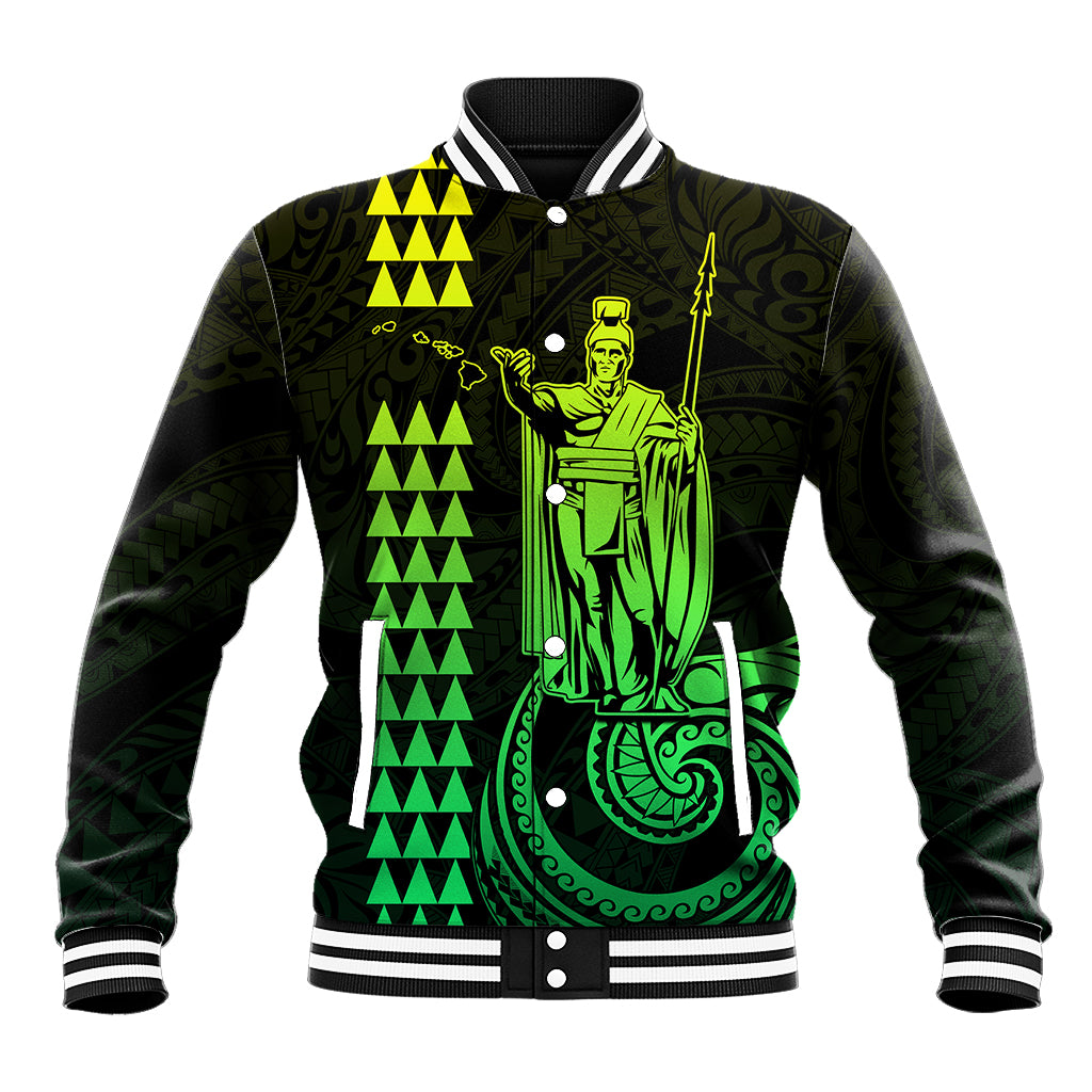 Custom Hawaii Baseball Jacket King Kamehameha - Lime LT9 Unisex Lime - Polynesian Pride