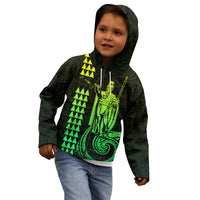 Custom Hawaii Kid Hoodie King Kamehameha - Lime LT9 - Polynesian Pride