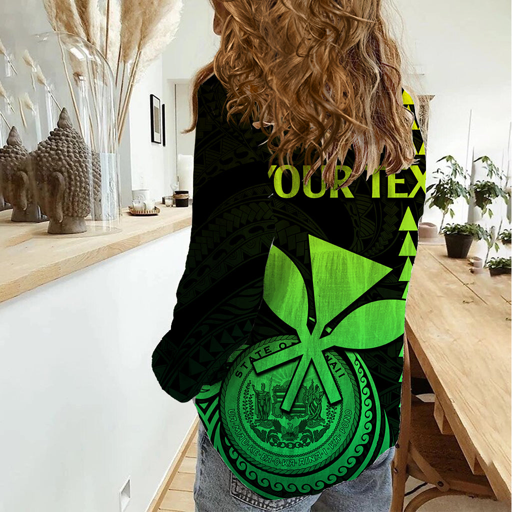 Custom Hawaii Women Casual Shirt King Kamehameha - Lime LT9 - Polynesian Pride