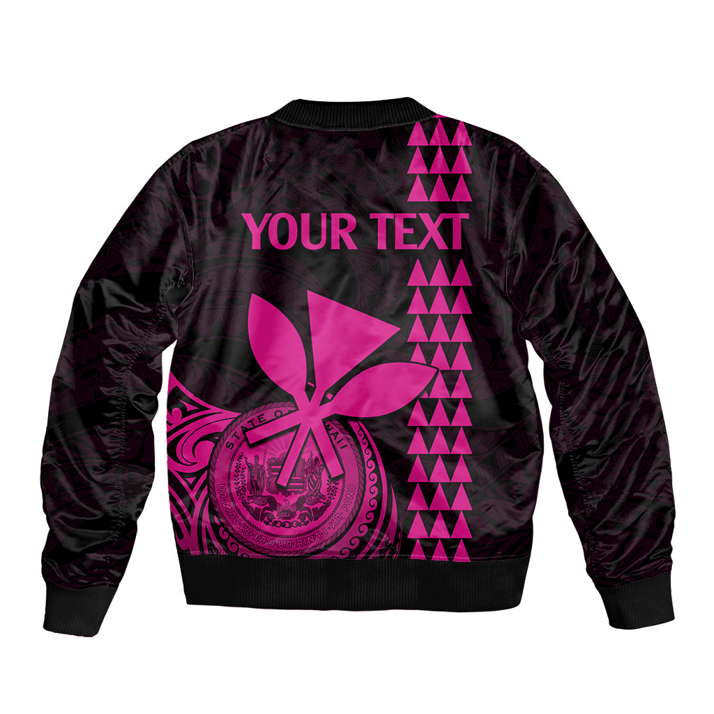 Custom Hawaii Sleeve Zip Bomber Jacket King Kamehameha - Pink LT9 - Polynesian Pride