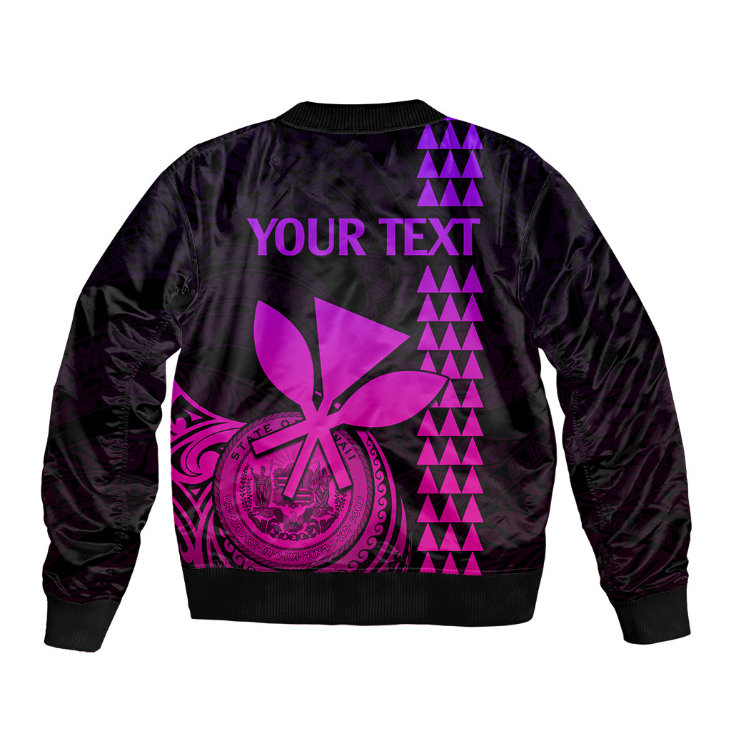 Custom Hawaii Sleeve Zip Bomber Jacket King Kamehameha - Pink Gradient LT9 - Polynesian Pride