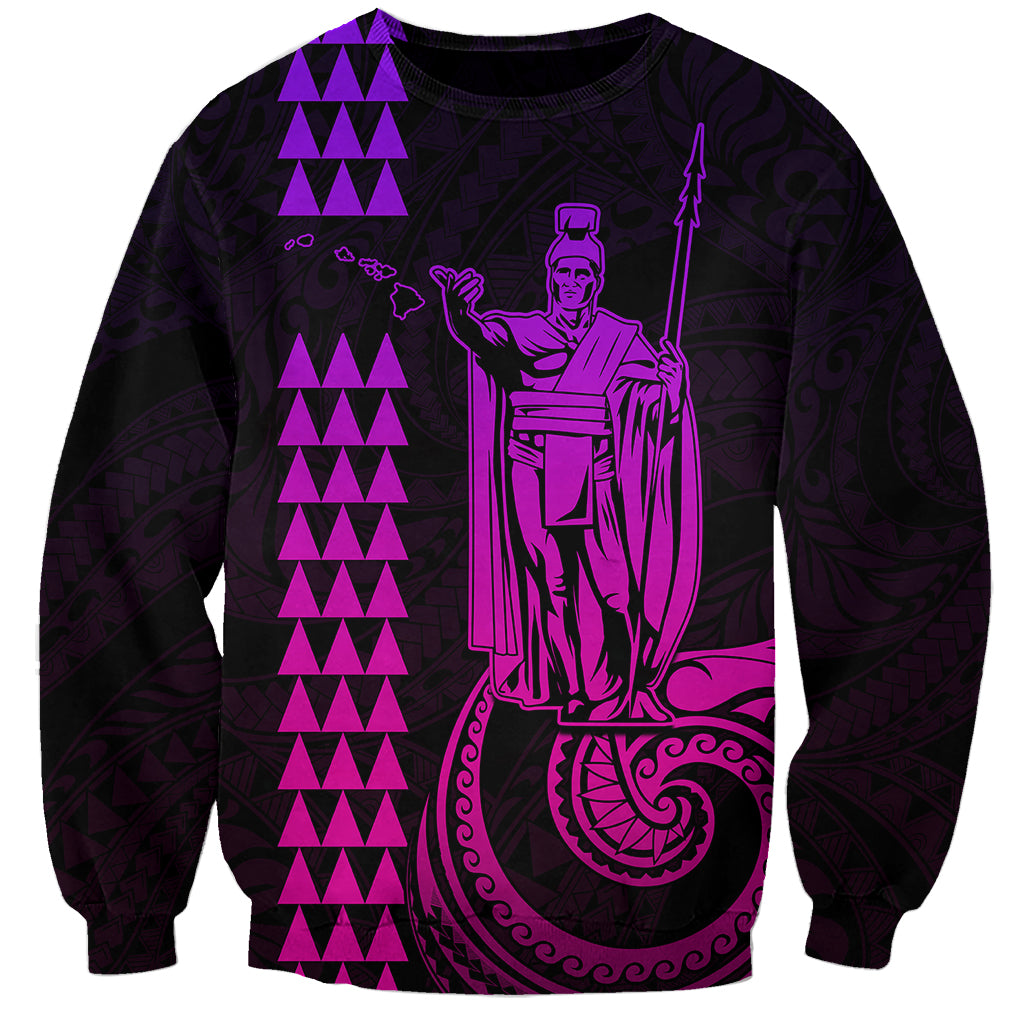Custom Hawaii Sweatshirt King Kamehameha - Pink Gradient LT9 Unisex Pink Gradient - Polynesian Pride