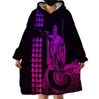 Custom Hawaii Wearable Blanket Hoodie King Kamehameha - Pink Gradient LT9 - Polynesian Pride