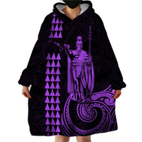 Custom Hawaii Wearable Blanket Hoodie King Kamehameha - Purple LT9 - Polynesian Pride