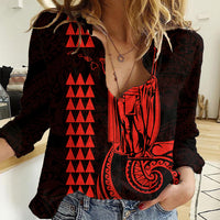 Custom Hawaii Women Casual Shirt King Kamehameha - Red LT9 Female Red - Polynesian Pride