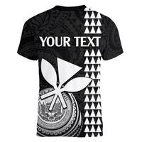 Custom Hawaii Women V Neck T Shirt King Kamehameha - White LT9 - Polynesian Pride