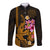 Custom Polynesian Long Sleeve Button Shirt Hawaiian Warriors with Tribal Shark Tattoos - Gold LT9 Unisex Gold - Polynesian Pride