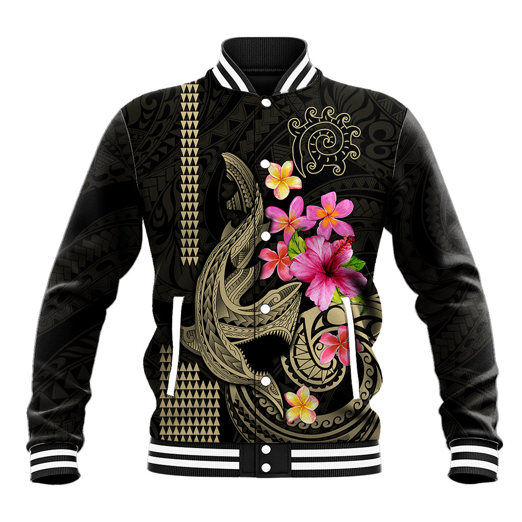 Custom Polynesian Baseball Jacket Hawaiian Warriors with Tribal Shark Tattoos - Nude LT9 Unisex Nude - Polynesian Pride
