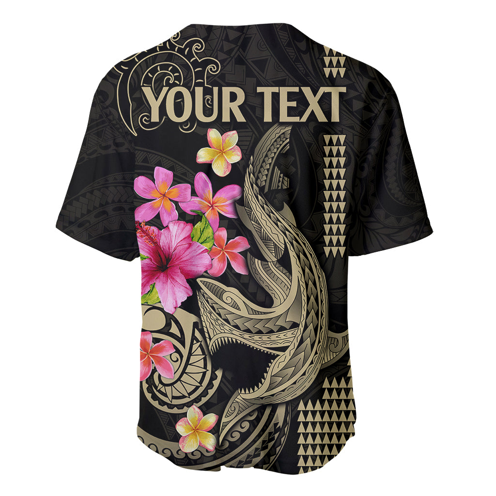 Custom Polynesian Baseball Jersey Hawaiian Warriors with Tribal Shark Tattoos - Nude LT9 - Polynesian Pride