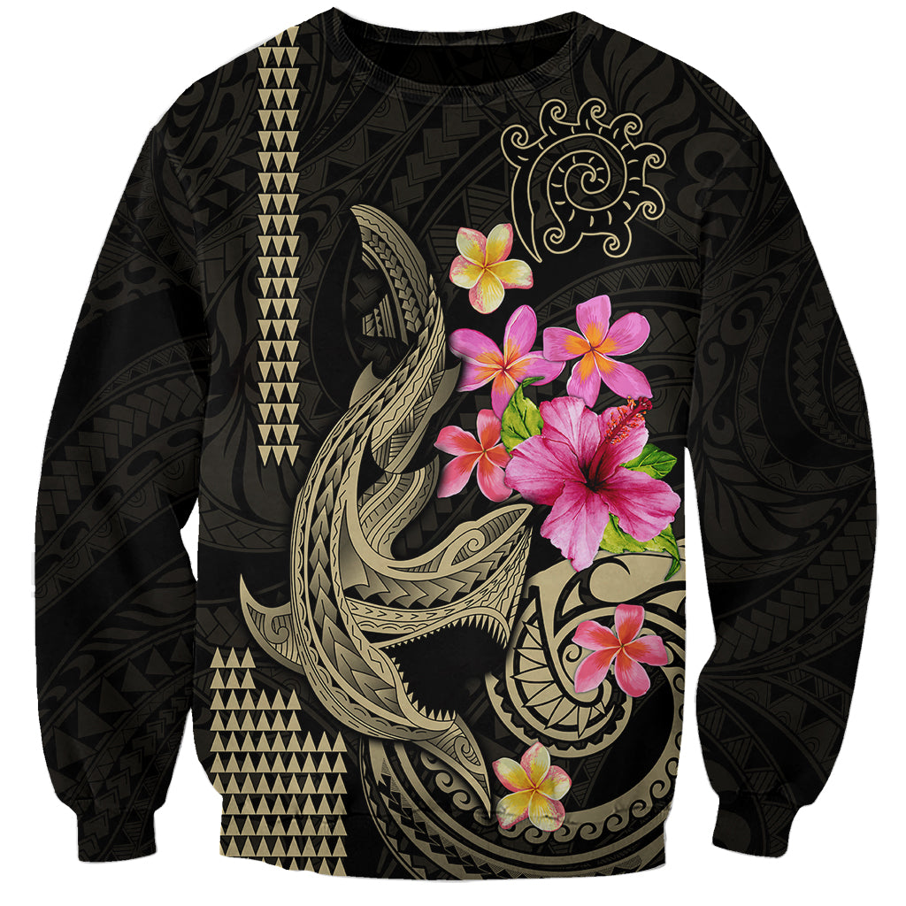 Custom Polynesian Sweatshirt Hawaiian Warriors with Tribal Shark Tattoos - Nude LT9 Unisex Nude - Polynesian Pride