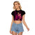 Custom Polynesian Raglan Cropped T Shirt Hawaiian Warriors with Tribal Shark Tattoos - Pink LT9 Female Pink - Polynesian Pride
