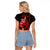 Custom Polynesian Raglan Cropped T Shirt Hawaiian Warriors with Tribal Shark Tattoos - Red LT9 - Polynesian Pride