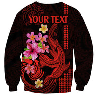 Custom Polynesian Sweatshirt Hawaiian Warriors with Tribal Shark Tattoos - Red LT9 - Polynesian Pride