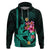 Custom Polynesian Hoodie Hawaiian Warriors with Tribal Shark Tattoos Turquoise LT9 Pullover Hoodie Turquoise - Polynesian Pride