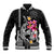 Custom Polynesian Baseball Jacket Hawaiian Warriors with Tribal Shark Tattoos - White LT9 Unisex White - Polynesian Pride