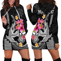 Custom Polynesian Hoodie Dress Hawaiian Warriors with Tribal Shark Tattoos - White LT9 - Polynesian Pride