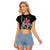 Custom Polynesian Raglan Cropped T Shirt Hawaiian Warriors with Tribal Shark Tattoos - White LT9 Female White - Polynesian Pride