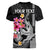 Custom Polynesian Women V Neck T Shirt Hawaiian Warriors with Tribal Shark Tattoos - White LT9 - Polynesian Pride