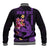 Custom Polynesian Baseball Jacket Hawaiian Warriors with Tribal Shark Tattoos - Purple LT9 - Polynesian Pride