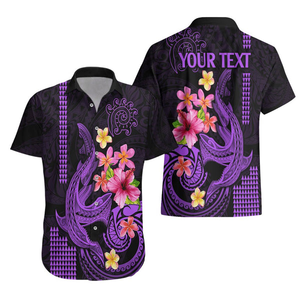 (Custom Personalised) Hawaii Women Casual Shirt Shark and Turtle Mix Kakau Purple LT9 main image 0