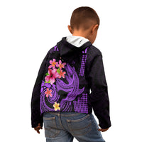 Custom Polynesian Kid Hoodie Hawaiian Warriors with Tribal Shark Tattoos - Purple LT9 - Polynesian Pride