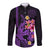 Custom Polynesian Long Sleeve Button Shirt Hawaiian Warriors with Tribal Shark Tattoos - Purple LT9 Unisex Purple - Polynesian Pride