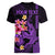 Custom Polynesian Women V Neck T Shirt Hawaiian Warriors with Tribal Shark Tattoos - Purple LT9 - Polynesian Pride