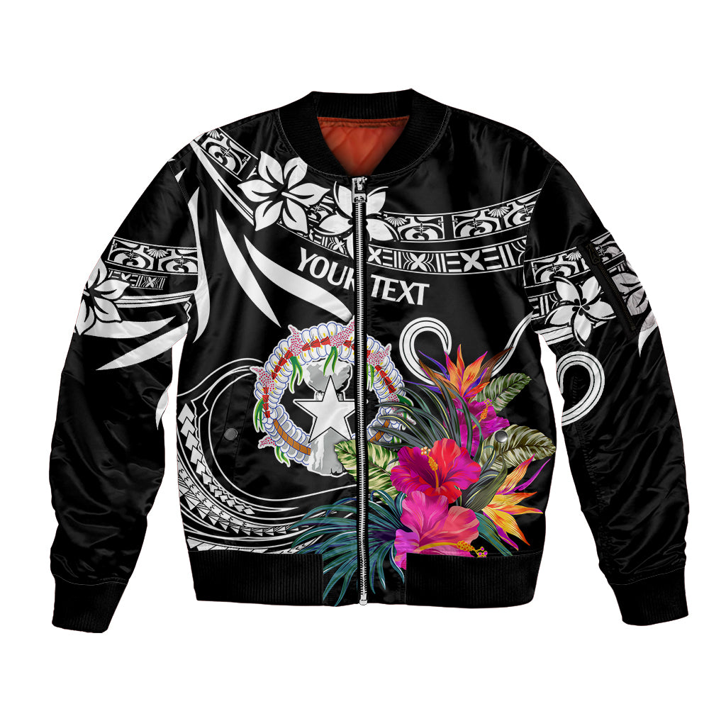 Custom Northern Mariana Islands Sleeve Zip Bomber Jacket Happy Independence Day LT9 Unisex White - Polynesian Pride
