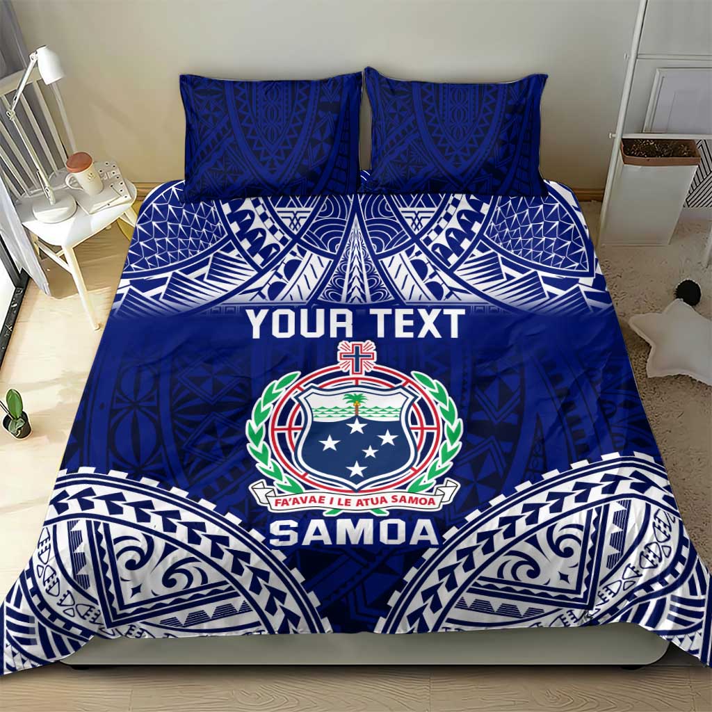 Personalised Samoa Coat Of Arms Bedding Set With Polynesian Pattern Version