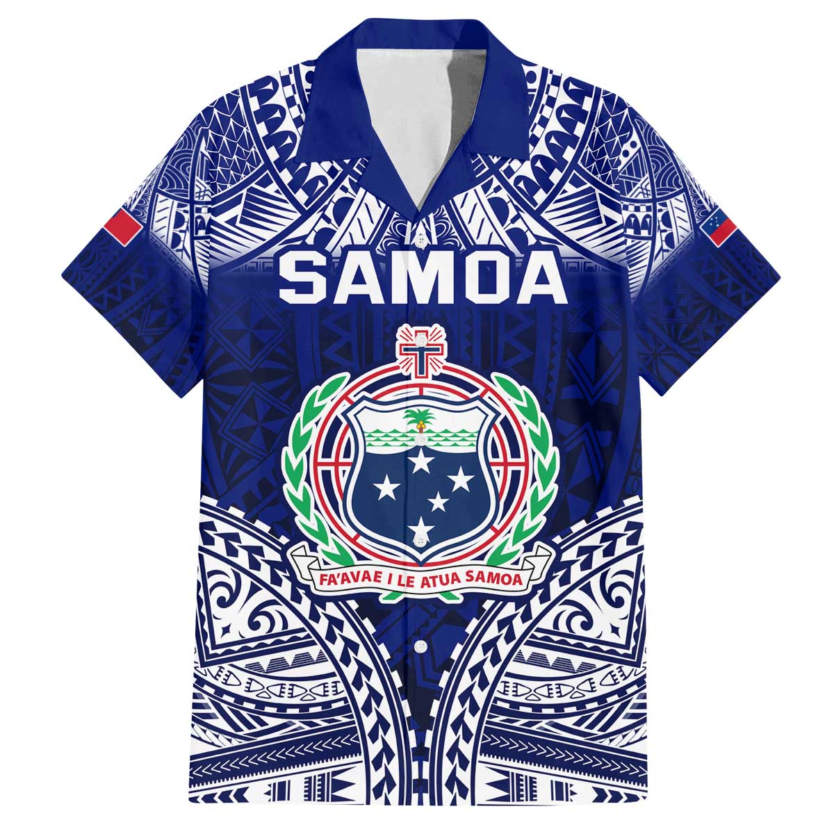 Personalised Samoa Coat Of Arms Family Matching Off Shoulder Short Dress and Hawaiian Shirt With Polynesian Pattern Version