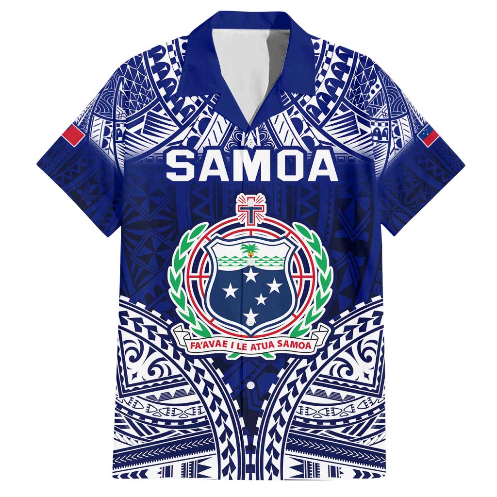 Personalised Samoa Coat Of Arms Family Matching Tank Maxi Dress and Hawaiian Shirt With Polynesian Pattern Version