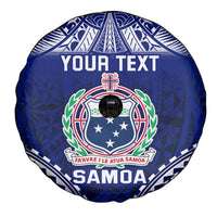 Personalised Samoa Coat Of Arms Spare Tire Cover With Polynesian Pattern Version