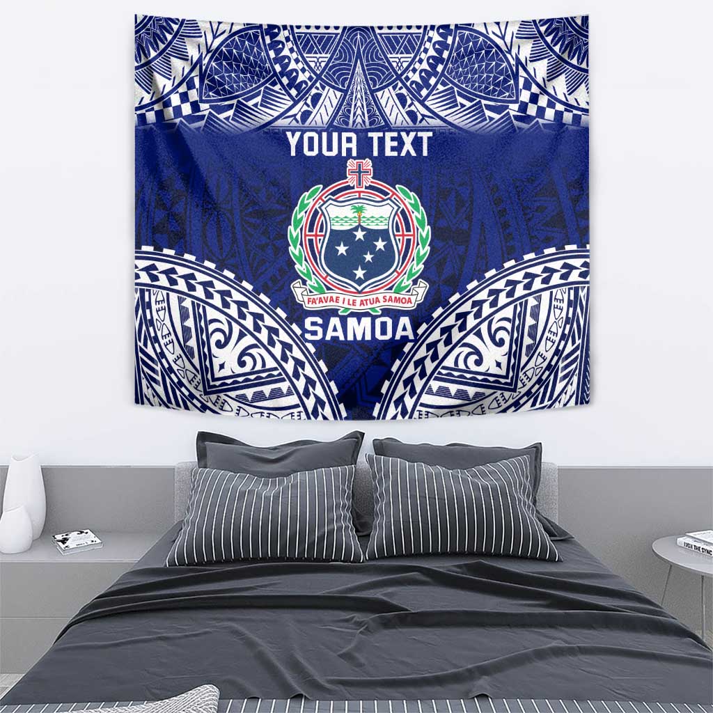 Personalised Samoa Coat Of Arms Tapestry With Polynesian Pattern Version