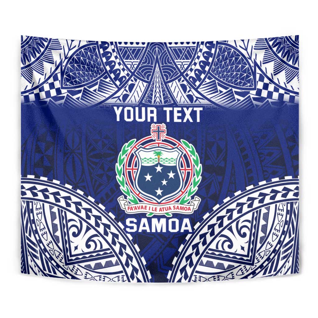 Personalised Samoa Coat Of Arms Tapestry With Polynesian Pattern Version
