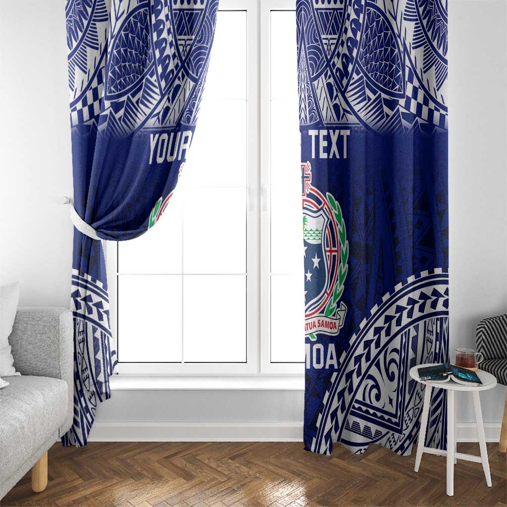 Personalised Samoa Coat Of Arms Window Curtain With Polynesian Pattern Version