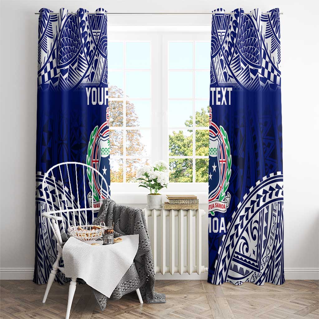 Personalised Samoa Coat Of Arms Window Curtain With Polynesian Pattern Version