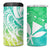 Polynesian Tribal Plumeria 4 in 1 Can Cooler Tumbler with Hawaii Kanaka Maoli Green Gradient Version
