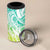 Polynesian Tribal Plumeria 4 in 1 Can Cooler Tumbler with Hawaii Kanaka Maoli Green Gradient Version