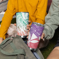 Polynesian Tribal Plumeria Tumbler Cup with Hawaii Kanaka Maoli Bloom Version