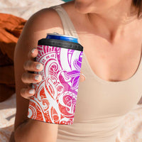 Polynesian Tribal Plumeria 4 in 1 Can Cooler Tumbler with Hawaii Kanaka Maoli Purple Gradient Version