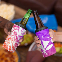 Polynesian Tribal Plumeria 4 in 1 Can Cooler Tumbler with Hawaii Kanaka Maoli Purple Gradient Version