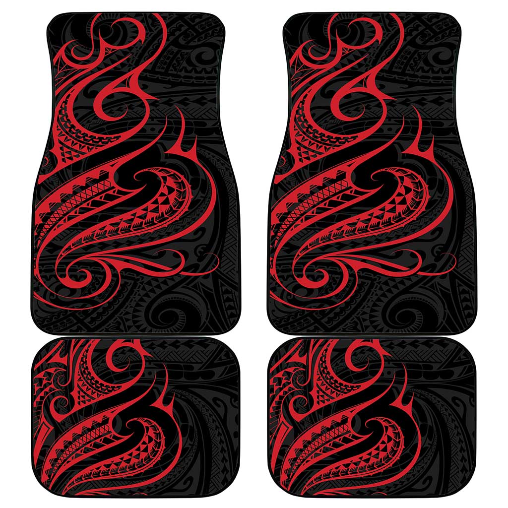 Tahitian Coat Of Arm and Tiare Flower Car Mats Polynesian Tribal Tattoo